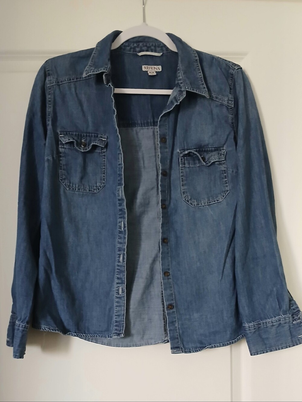 Merona Chambray Denim Shirt Jacket - Blue